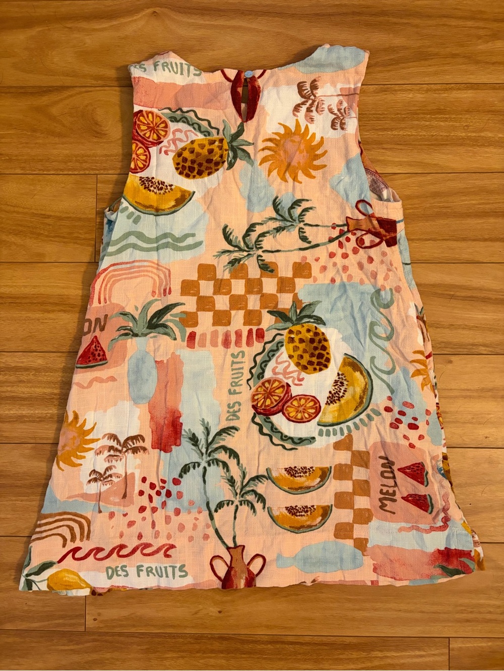 Paper Heart Linen Pink Tropical Fruit Mini Dress - Picture 4 of 4
